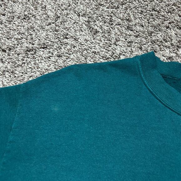 Vintage Blank Sweatshirt Crewneck Pullover 80s 90s Faded Green Medium - Picture 5 of 10